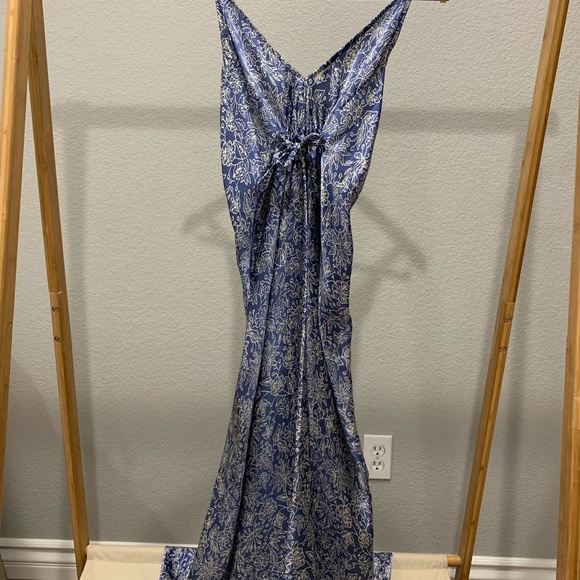 Boho adjustable maxi dress in blue gray - Picture 2 of 3